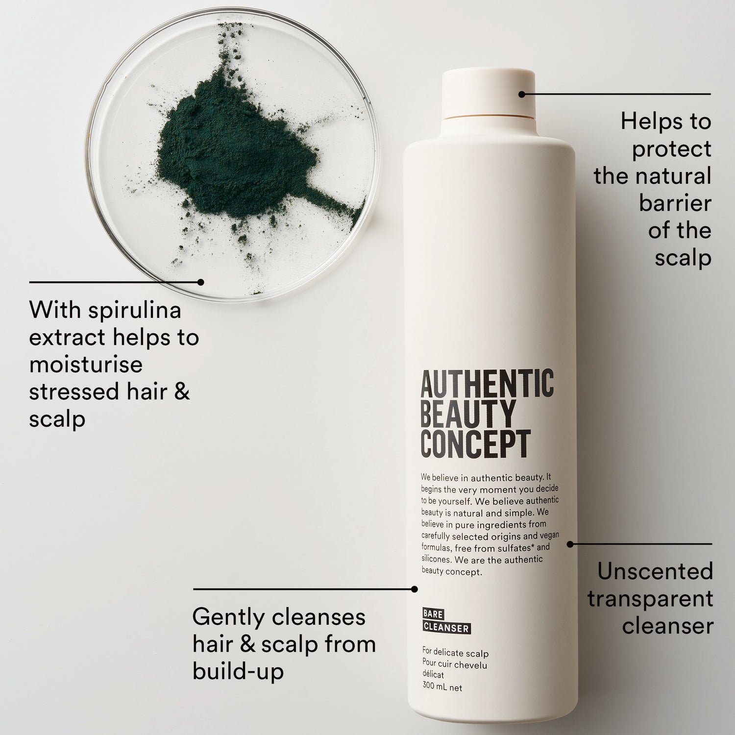 Bare Cleanser 300 ml - Natuurlijke shampoo voor gevoelige hoofdhuid